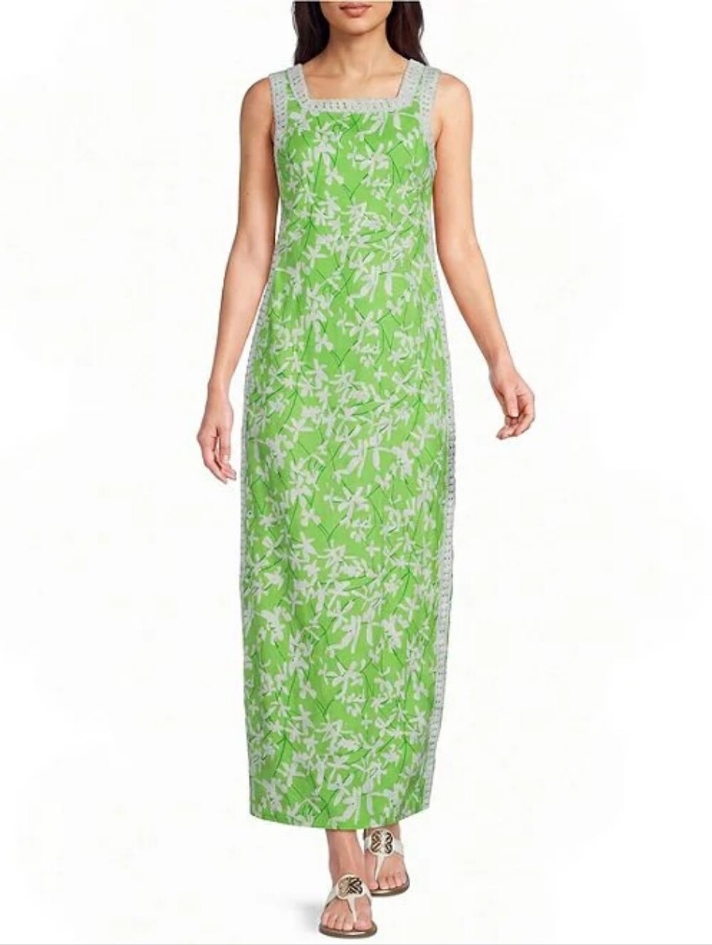 Lilly Pultizer Sleeveless Green Floral Maxi Dress